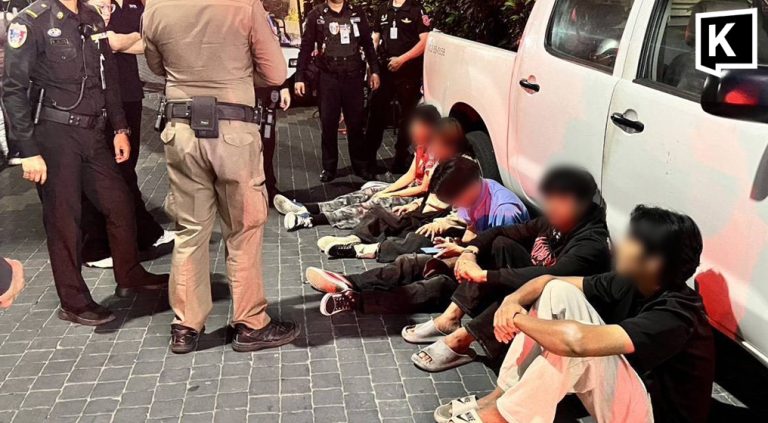 Police-detain-migrants-after-clash-on-Pattaya-Walking-Street